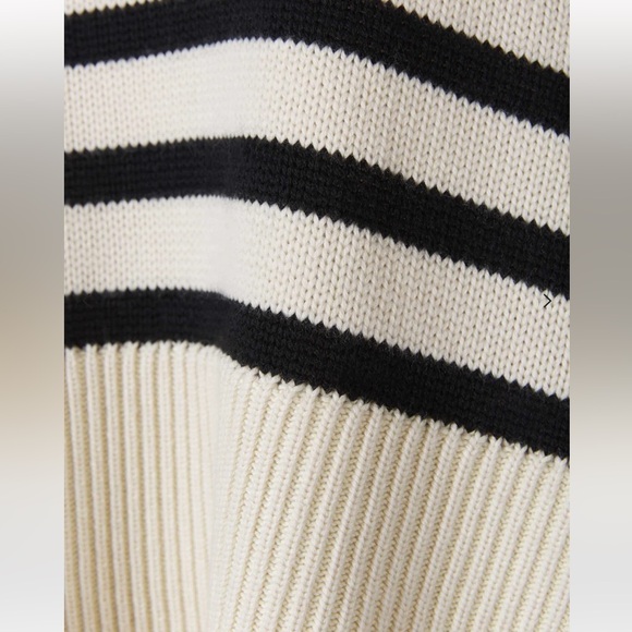 Toteme Wool Turtleneck Sweater Black and Cream Striped - size small - Picture 4 of 6